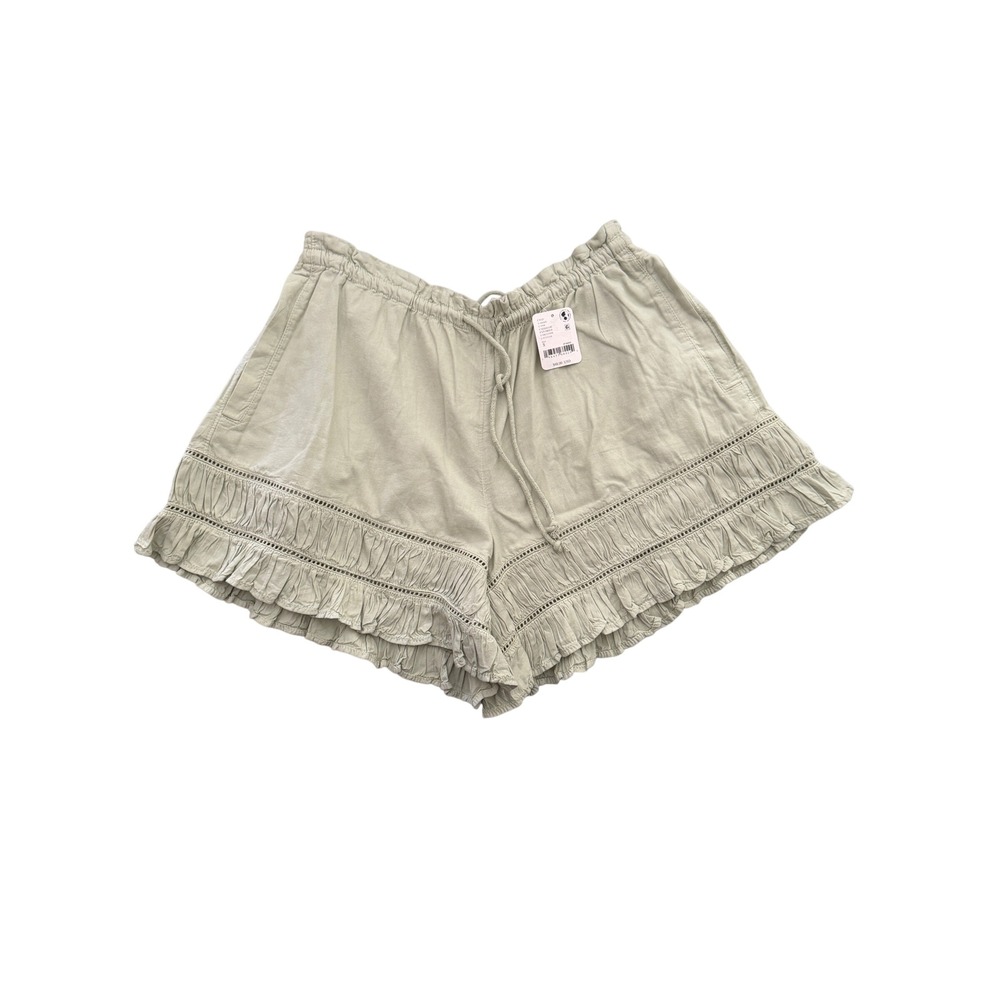 Free People Seedling Ruffle Shorts Light Green Eyelet Boho OB2163998 Size S NEW